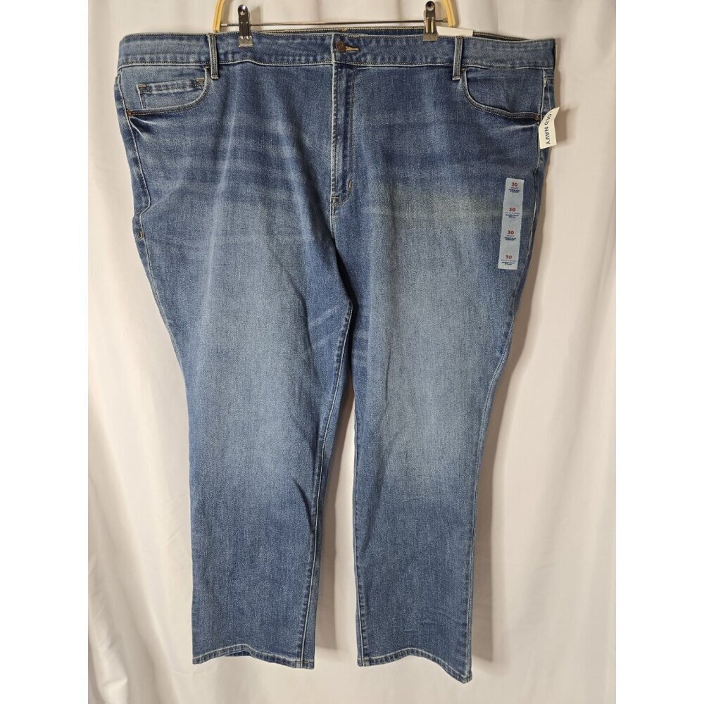 Old Navy women’s Mid-rise Power Slim Straight Jeans- Size 30-Plus Size- NWT